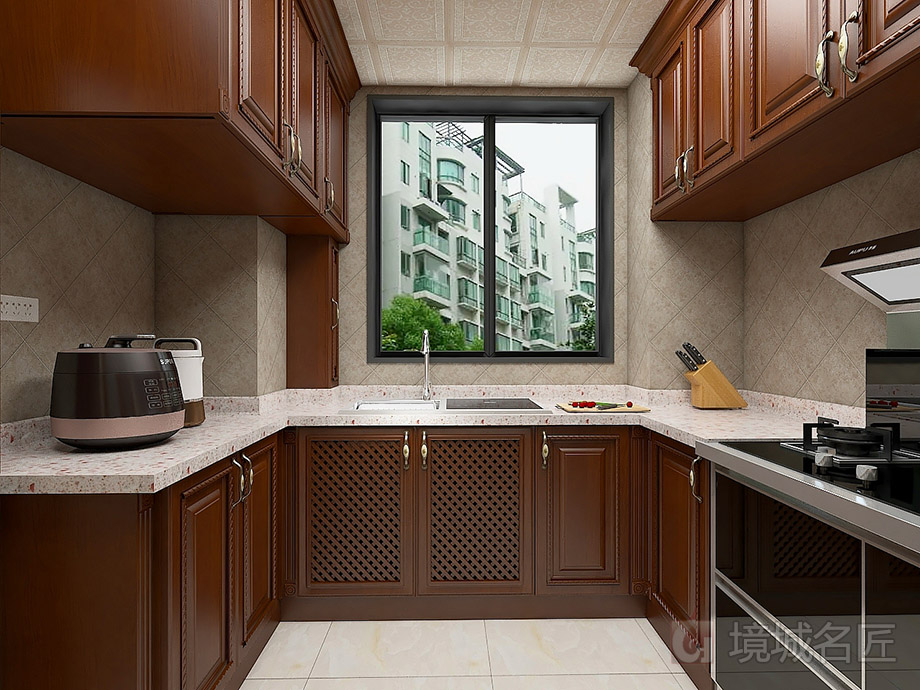 中式風(fēng)格櫥柜效果圖—X0005